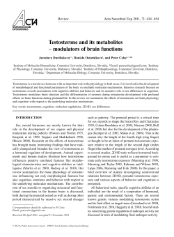 testosterone and its metabolites &ndash; modulators of brain functions