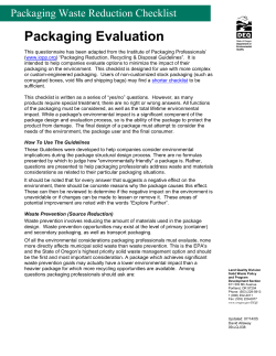 Packaging Evaluation - Oregon Department of Environmental Quality