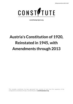 Austria`s Constitution of 1920, Reinstated in 1945, with Amendments