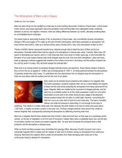The Atmosphere of Mars Lost in Space