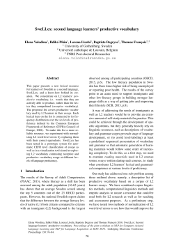 SweLLex: second language learners` productive vocabulary