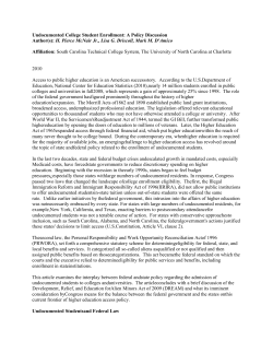 Undocumented College Student Enrollment: A Policy Discussion