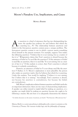 Moore`s Paradox: Use, Implicature, and Cause