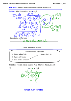 Aim 27- Advanced Radical Equations.notebook