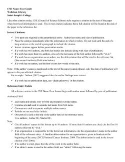 CSE Name-Year Guide Wellehan Library Saint Joseph`s College