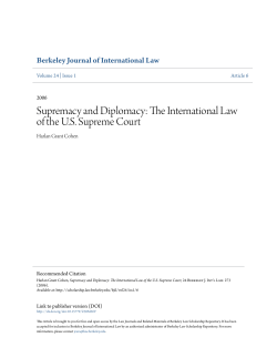 Supremacy and Diplomacy: The International Law of the U.S.