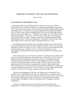 Independence in Shakespeare`s Plays and Young Adult Literature
