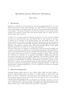 Specificity-driven Syntactic Derivation