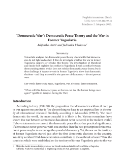 “Democratic War”: Democratic Peace Theory and the War in Former