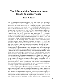 The CPA and the Comintern: from loyalty to subservience