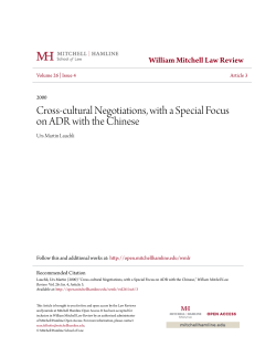 Cross-cultural Negotiations, with a Special Focus on ADR