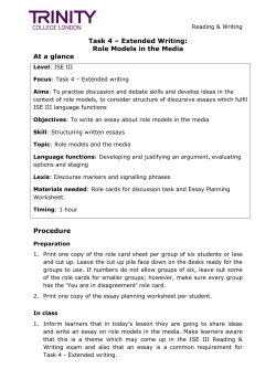 Task 4 &ndash; Extended Writing: Role Models in the Media At a glance
