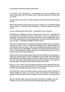 Read the transcript of Lord Rees` lecture