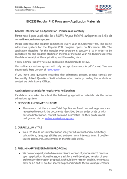 BIGSSS Regular PhD Program &ndash; Application Materials