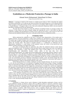 Symbolism as a Modernist Featurein a Passage to India