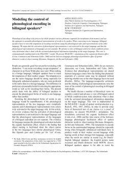 Modeling the control of phonological encoding in bilingual speakers