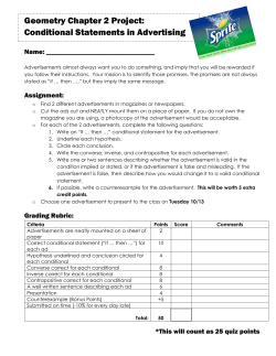 Geometry Chapter 2 Project: Conditional Statements in Advertising