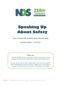 Speaking Up About Safety - National Disability Services