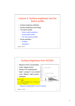 Lecture 5: Surface brightness and the Sersic profile