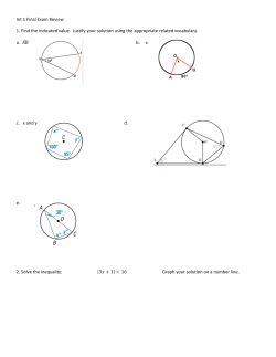 Int 1 Final Exam Review 1. Find the indicated value. Justify your