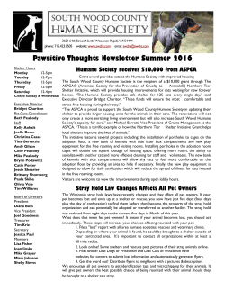 Pawsitive Thoughts Newsletter Spring 2016
