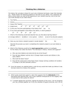 Thinking like a Historian - Chicago Metro History Fair