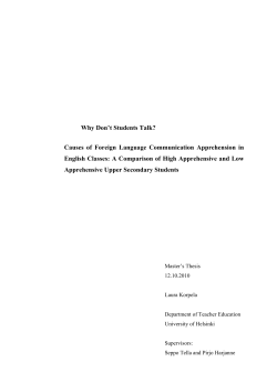 Causes of Foreign Language Communication Apprehension