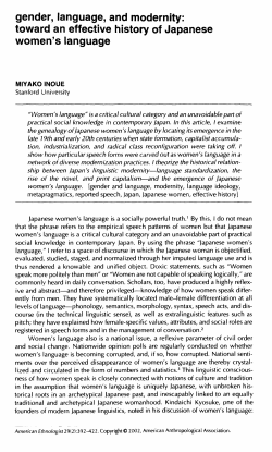 Gender, Language, and Modernity