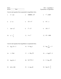 convert exponents to logarithm form