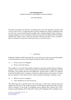 Conveying ignorance Ignorance inferences with superlative numeral
