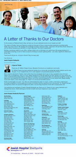 A Letter of Thanks to Our Doctors
