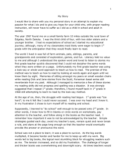 1 My Story I would like to share with you my personal story in an