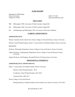 MARK RISJORD Department of Philosophy Emory University (404
