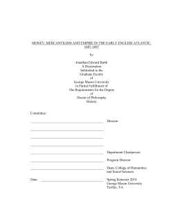 MONEY, MERCANTILISM AND EMPIRE IN THE EARLY