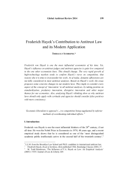Frederich Hayek`s Contribution to Antitrust Law and its Modern