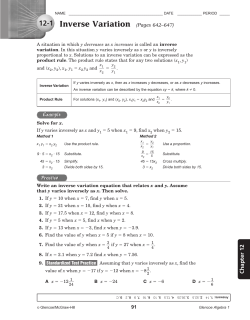 Inverse Variation (Pages 642&ndash;647)