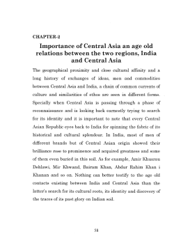 Importance of Central Asia an age old relations between the two