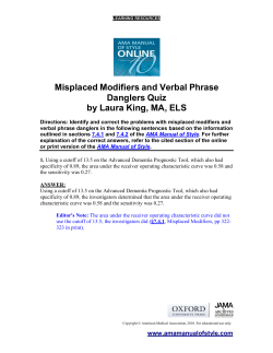 Misplaced Modifiers and Verbal Phrase Danglers Quiz by Laura