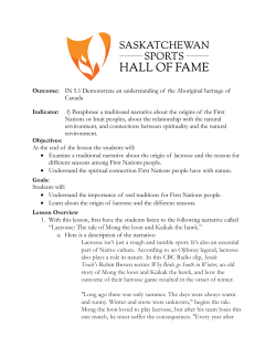 &ldquo;Lacrosse: The tale of Mong the loon and Kaikak the hawk.&rdquo;