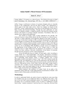 Adam Smith`s Moral Science Of Economics