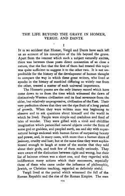 THE LIFE BEYOND THE GRAVE IN HOMER, VERGIL AND DANTE