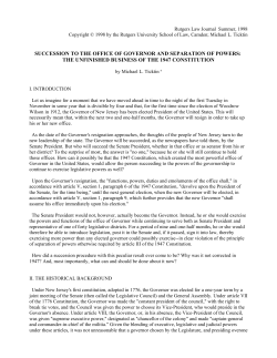 Succession to the Office of Governor and Separation of Powers: The