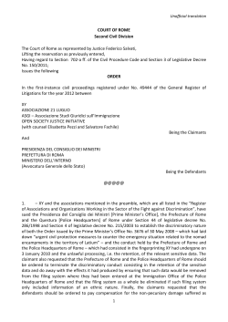 COURT OF ROME Second Civil Division The Court of Rome as