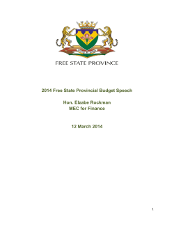 Free State - Budget Speech