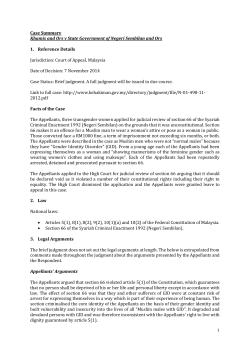 Case Summary Khamis and Ors v State Government of Negeri