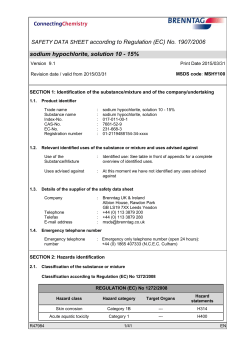 sodium hypochlorite, solution 10 - 15%