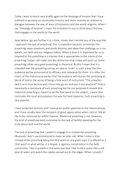 Today I want to touch very briefly again on the theology of mission