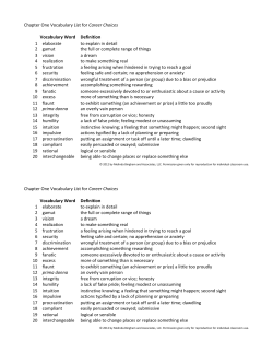Chapter One Vocabulary List for Career Choices