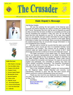 CRUSADER April 2017 - Knights of Columbus, Burlington Council