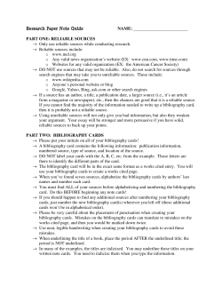 PART ONE: RELIABLE SOURCES → Only use reliable sources